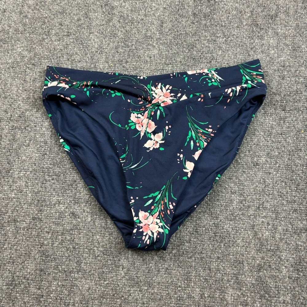 CARVE DESIGNS Women’s Navy Blue floral bikini bottoms high waist size: Medium